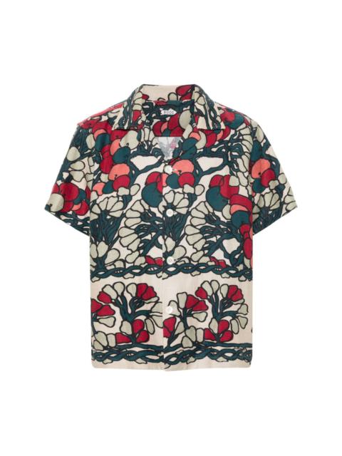 abstract-pattern linen shirt