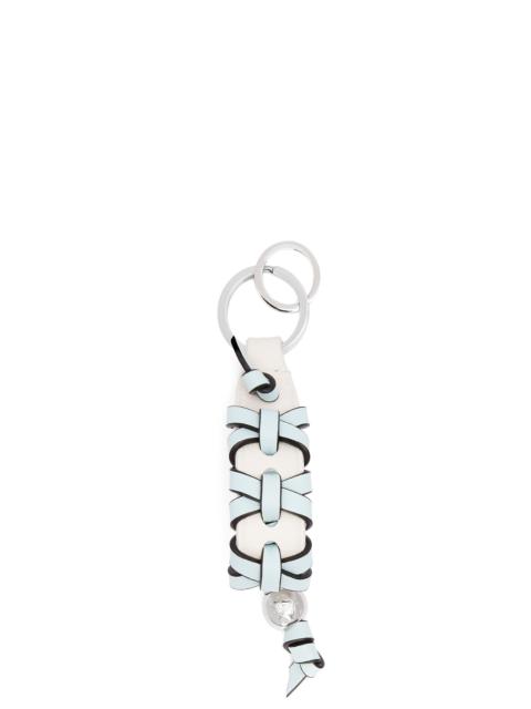 Cross braided keyring in classic calfskin