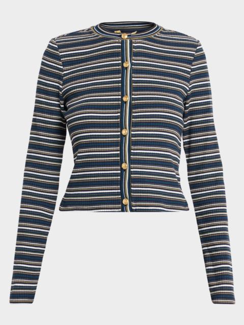 RAMY BROOK Zoe Striped Button-Front Cardigan