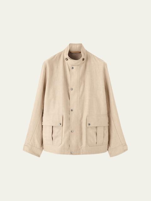 Loro Piana Men's Kody Linen Flap-Pocket Blouson