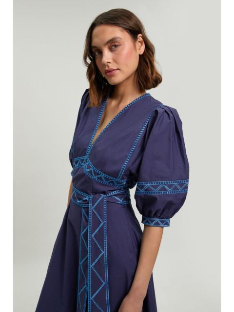 KAREN MILLEN Embroidered Detail Belted Midi Dress