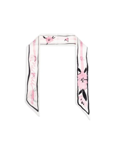 Marni floral-print striped-trim silk scarf