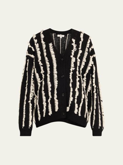 ZANKOV Joseph Striped Fringe V-Neck Cardigan