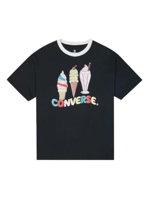 Converse (WMNS) 가로 인쇄 스포츠 짧은 소매 검정 10022853-A03