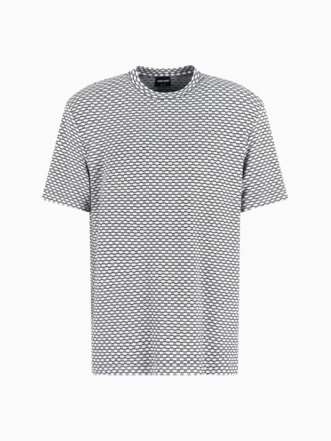GIORGIO ARMANI VISCOSE JACQUARD JERSEY CREW-NECK T-SHIRT