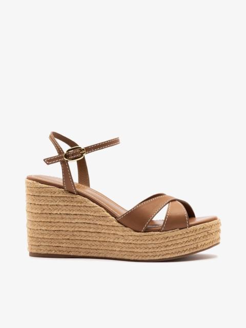 Larroudé Bianca Espadrille Sandal Caramel Leather