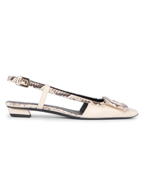 Roger Vivier Women's Snakeskin-Embossed Trim Leather Slingback Pumps - Cire