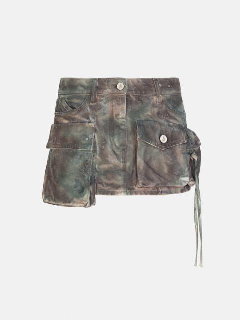 ''FAY'' STAINED GREEN CAMOUFLAGE MINI SKIRT