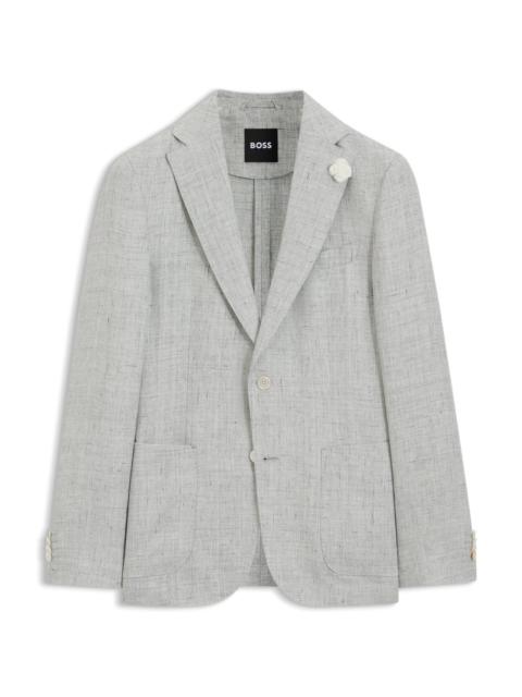 BOSS SLIM-FIT JACKET IN PATTERNED LINEN