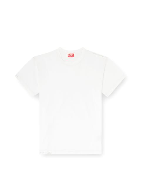 Diesel T-SHIRT WITH FRAYED EDGES AND CRYSTAL DETAILS