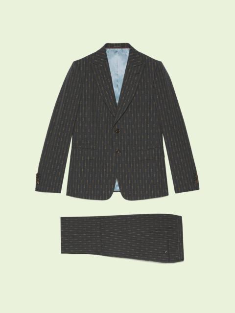 GUCCI Horsebit striped wool formal suit
