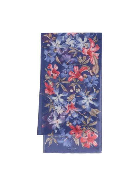floral-motif silk scarf