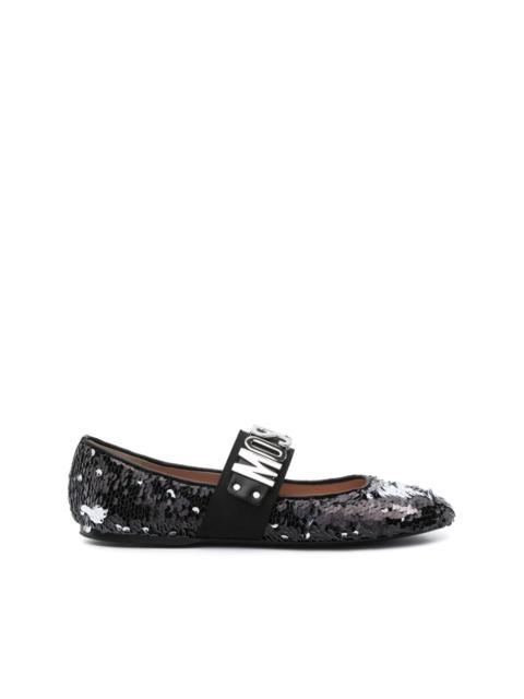 Moschino sequinned leather ballerina shoes