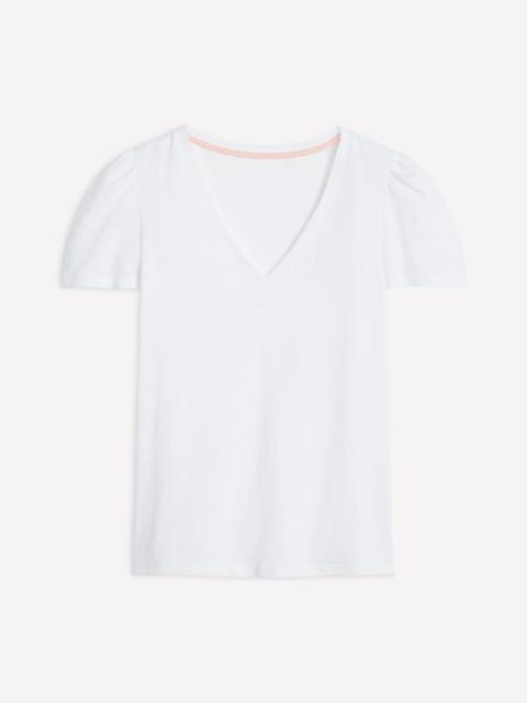 BODEN Sophie V-Neck Slub T-shirt-White