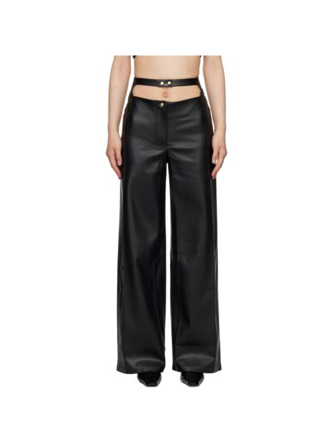 BEVZA Black High-Rise Faux-Leather Trousers