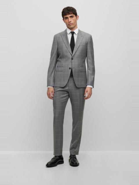 BOSS SLIM-FIT TWO-PIECE SUIT IN CHECKED VIRGIN WOOL
