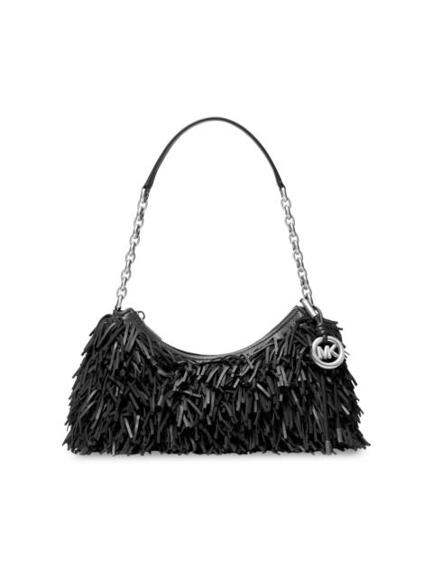 MICHAEL KORS Women's Nolita Medium Fringed Leather Pouchette - Black