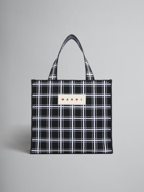 Marni BLACK AND WHITE JACQUARD CHECK SHOPPER