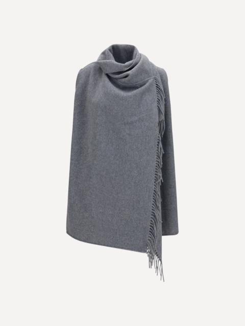 FABIANA FILIPPI High-neck wool Cape with concealed closure and fringes