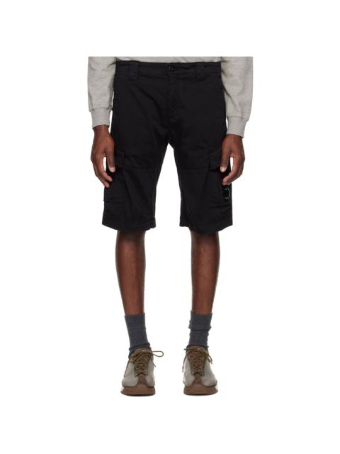 C.P. Company Black Stretch Sateen Cargo Lens Shorts
