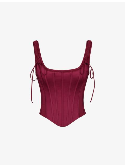 House of CB Iman Square-Neck Satin Corset Top