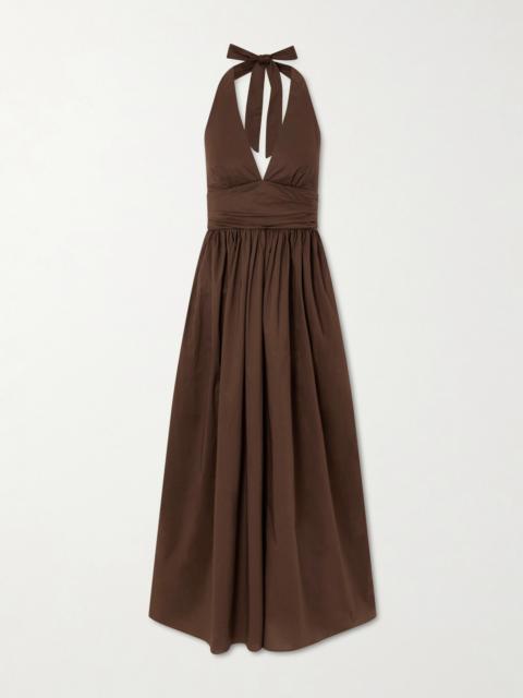 MATTEAU Gathered Organic Cotton-poplin Halterneck Maxi Dress