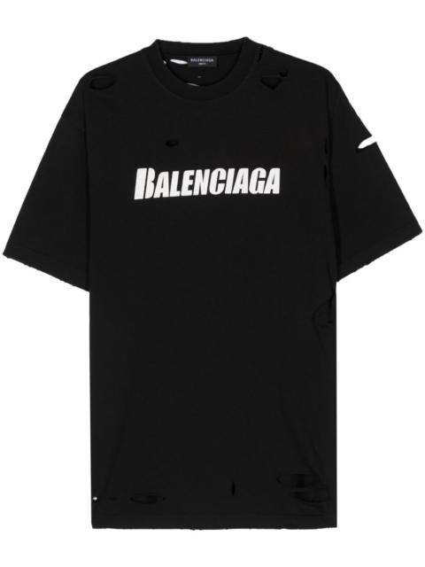 BALENCIAGA Destroyed 티셔츠 Black에 Boxy 적합