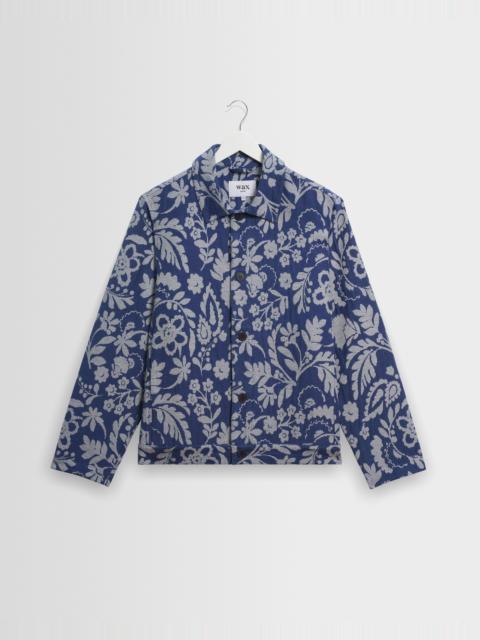 Wax London Iggy - Blue And Ecru Floral Jacquard Jacket