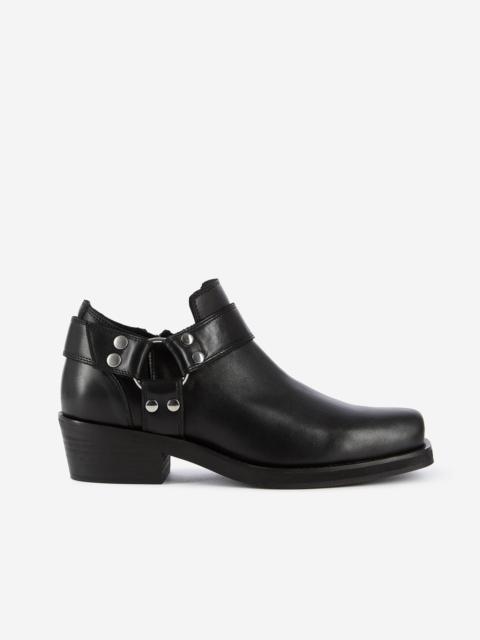 The Kooples LOW ANKLE BOOTS WITH BLACK LEATHER STRAPS