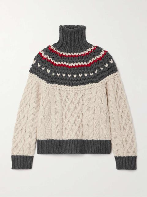 Cable-knit cashmere turtleneck sweater