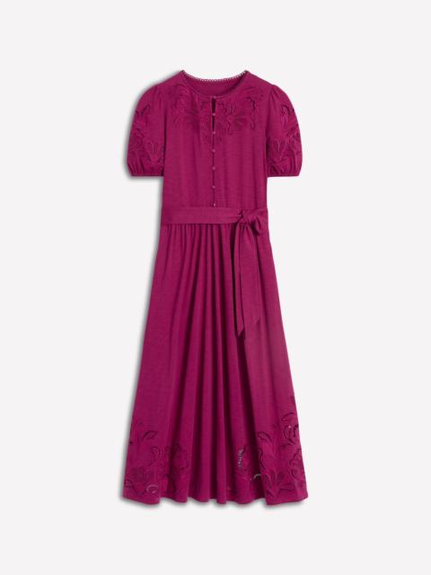 BODEN Cutwork Detail Midi Dress-Rich Magenta