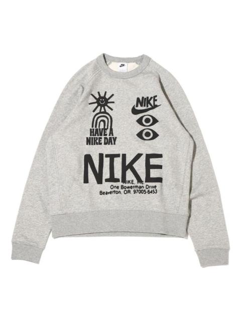 Nike Men's Nike Logo Round Neck Printing Long Sleeves Pullover Gray DQ4170-063