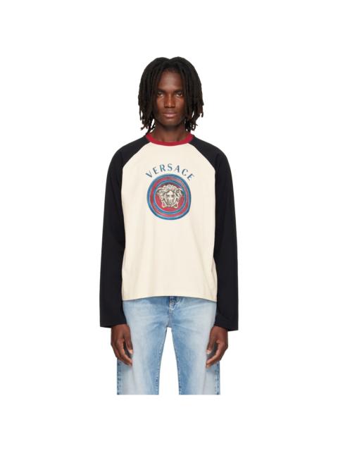 VERSACE White & Black Printed Cotton-Jersey Regular T-shirt