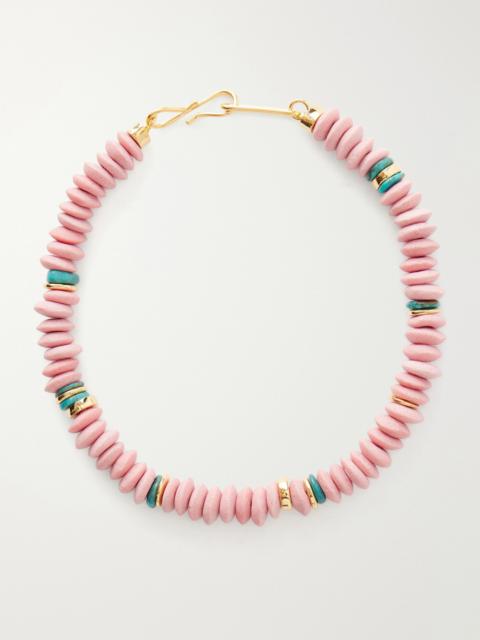 LIZZIE FORTUNATO Laguna Gold-plated Turquoise Beaded Necklace