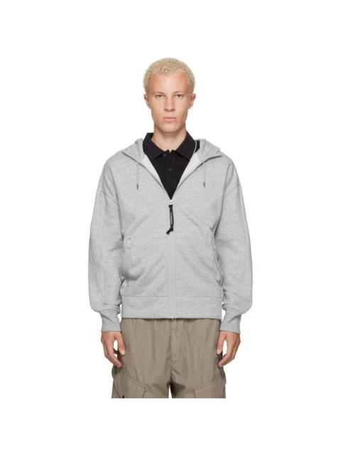 C.P. Company Gray Diagonal Raised Fleece Goggle Hoodie