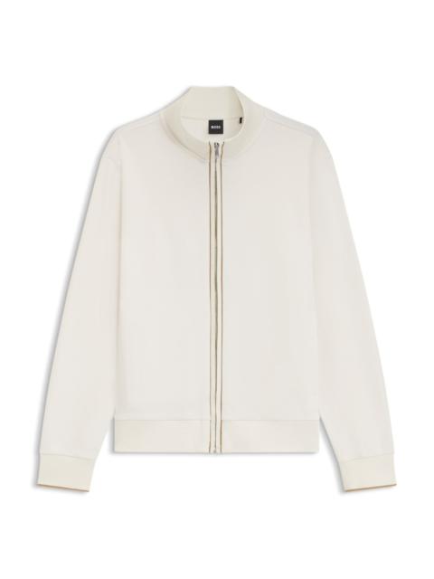 BOSS COTTON SWEATSHIRT WITH ZIPPER NECK