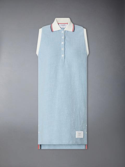 Thom Browne COTTON TWEED SLEEVELESS POLO DRESS