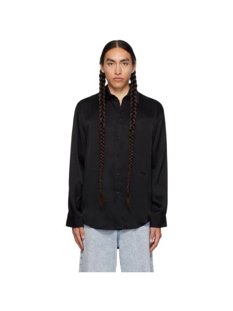 MSGM Black Spread Collar Shirt