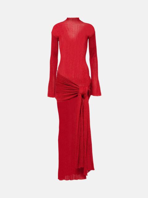 Draped lamé maxi dress