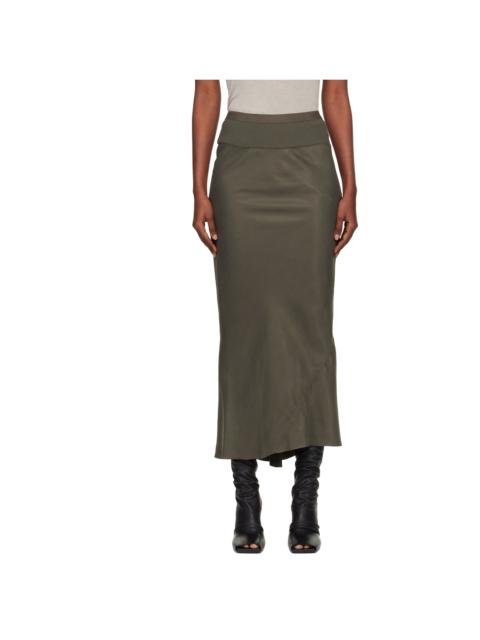 Rick Owens Khaki Concordians Calf Bias Midi Skirt