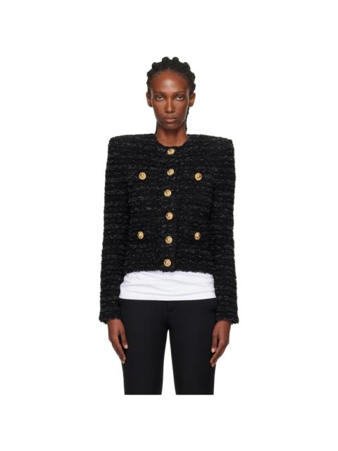 Balmain Black Buttoned Knit Jacket