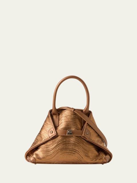 AKRIS Ai Little Wavy Metallic Leather Top-Handle Bag