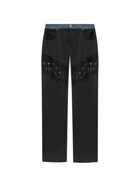 panelled straight trousers