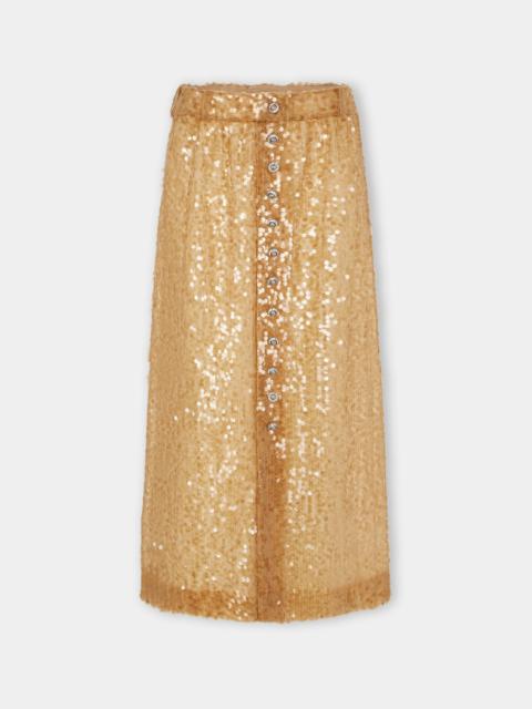 rabanne LONG SEQUIN-EMBROIDERED SKIRT
