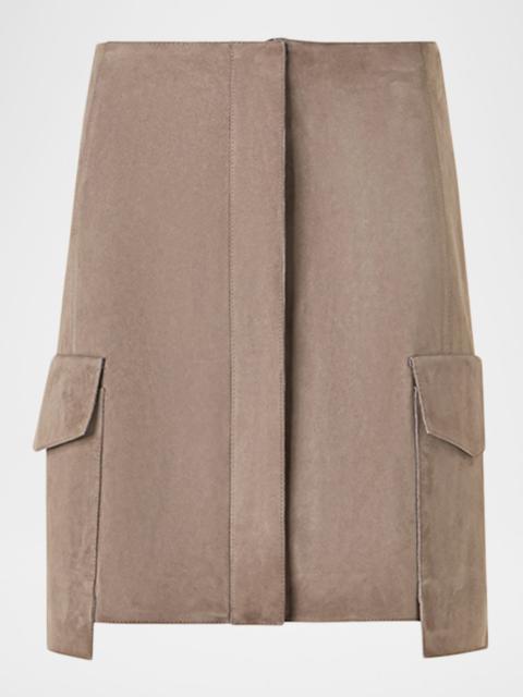 AKRIS Suede Cargo Pocket Mini Skirt