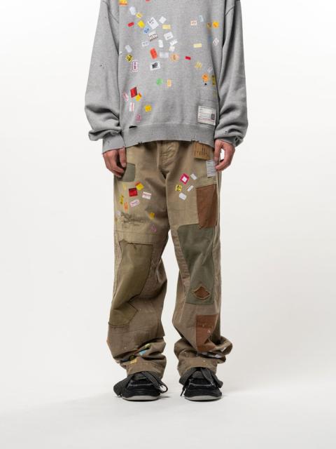 Maison MIHARAYASUHIRO Price Tag Sticker Print Repaired Pants