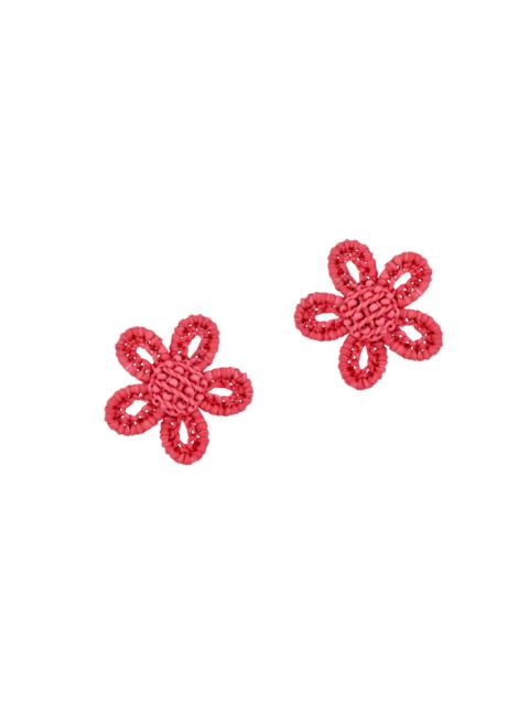Oscar de la Renta Women's Small Flower Woven Raffia Stud Earrings - Rose