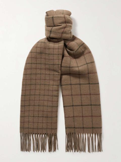 Double Belt Fringed Checked Cashmere Scarf