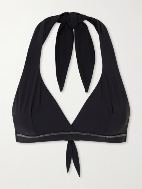 Brunello Cucinelli Bead-embellished Triangle Bikini Top