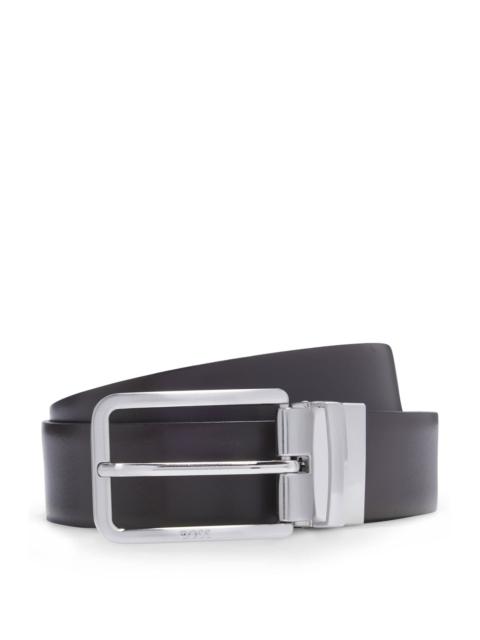 BOSS REVERSIBLE BELT IN GRAINED AND PLAIN LEATHER
